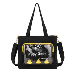 New Fashion Designer Ita Bag Pin Display Custom Ita Shoulder Bag Black with Clear Window