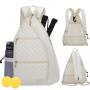 Sucipi Pickleball Bag for Women Pickleball Backpack Quilted Crossbody Sling Bagpack Tennis Back pack Pickle Ball Paddle Bag