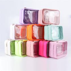 Keymay Custom Multi Usage Large Capacity Women Cosmetic Zipper Pouch Clear PVC Travel Organizer Zip Lock Toiletry Bag
