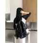 2023 new large-capacity silver backpack   Simple fashion shoulder bag PU pleated backpack for girls