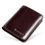 ZF209  Men Wallet Genuine Leather Oil Waxed Head Layer Cowhide Anti-theft Brush Vertical Card Bag Short Trifold Money Clip
