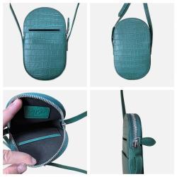OEM ODM Customized Embossed Crocodile Pattern Genuine Leather Women Mobile Cell Phone Shoulder Crossbody Bags Lady Mini Purses