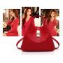 Solid Color Ladies Designer Bucket Bag Hasp Fashion Top Handle Satchel Bags Soft PU Leather Shoulder Purse 2 Sets with Pouch