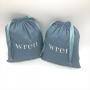 Custom Logo Printing Blue Cotton Linen Gift Packaging Dust Pouch Organic Shoe Handbag Clothes Packaging Cotton Shopping Bag