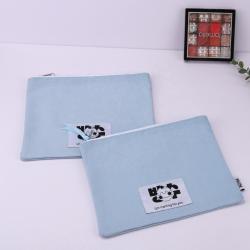 Custom Logo Printing Cotton Canvas Zipper Cosmetic Bag Organic Gift Makeup Canvas Pouch