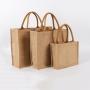Customized portable burlap PVC transparent window burlap bag storage jute cloth bag waterproof tote burlap bag