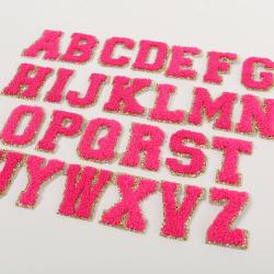 Keymay Factory Supply 26 Pieces Embroidery Adhesive Letter Stickers Chenille Alphabet Patches