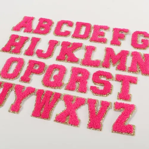 Keymay Factory Supply 26 Pieces Embroidery Adhesive Letter Stickers Chenille Alphabet Patches