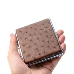 OEM ODM Customize Handmade Genuine Real Ostrich Skin Leather Luxury Classic Cigar Cigarette Case Box