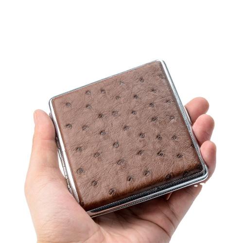 OEM ODM Customize Handmade Genuine Real Ostrich Skin Leather Luxury Classic Cigar Cigarette Case Box