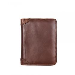 Custom Crazy Horse Genuine Leather Men'S Rfid Blocking Anti-Theft Protection Card Holder Wallet Purses