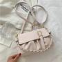 Solid Color  Korean Women's Shoulder Bag 2022 Messenger Knitted Handle PU Ladies Bag Women's Fashion Versatile Bucket Bag