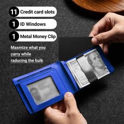 Wallet Mens Slim RFID Blocking Wallet Leather with Money Clip Wallet Card Holder Bifold Card Case Gifts For Men