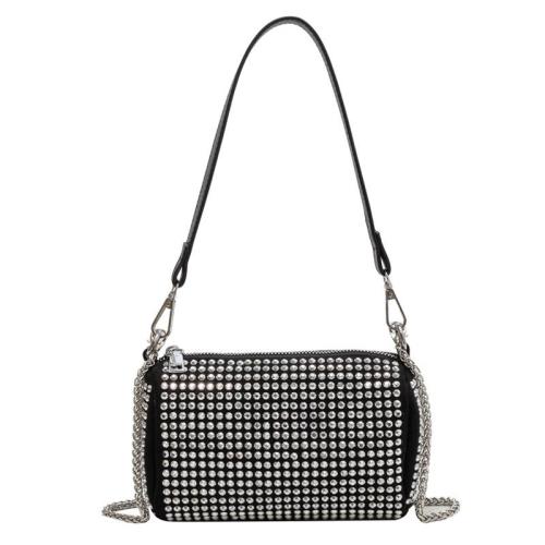 HR526 Popular Bright Diamond Small Pillow Type Bag Luxury Ladies New Dinner Party Clutch Bag Women's Trendy Chain Crossbody Bag