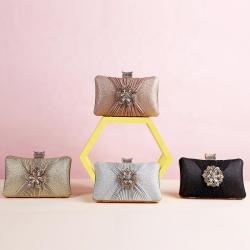 Wholesale golden ladies crossbody chain shoulder bag handbags glitter clutch bag women clutches flower evening bags pochette femme