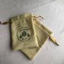 Custom Logo Embroidery Jute Hessian Burlap Gift Drawstring Bag Soft Beige Jute Coffee Tea Packaging Bag