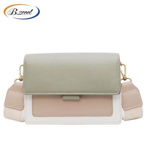 Wholesale Korean Shoulder Crossbody Bag Contrasting Color Pu Women Shoulder Bag Cover Fashion Women Customs Handbag