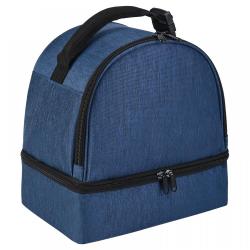 BSCI Factory Double Layer Lunch Bag Blue and Black Color Portable 600D Polyester Breastmilk Insulated Cooler Diaper Bag