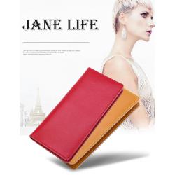 ZR130 New Genuine Cow Leather Simple Pure Color Advanced Sense Women's Purse Fashion Feature Wallet Long Handbag