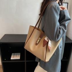 Bolsos Para Mujeres Large Capacity Handbag Simple Silk Scarf Single Shoulder Bag Wholesale Pu Pure Color Tote Bag