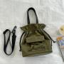 2024 New style Fashion Handbags Plain sling bags for women crossbody  Drawstring Ruffles Nylon tote bag