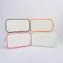 Keymay Custom Personalized Chenille Letter Patch Makeup Bag Women Travel Zipper Toiletry Pouch Canvas Cosmetic Bag