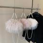 Fluffy Turkey feather party clutch elegant fur bags Ostrich Feather Pearl Women Evening Handbags 2024