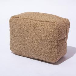 Multi-color cute fluff storage bag cosmetic bag pink polar fluffy comfortable fur cosmetic bag customizable chenille pearl patch