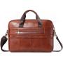 Retro First layer Cow Leather Laptop Briefcase For Men Design Business Customised Size Luxury Wear proof Men's Briefcase