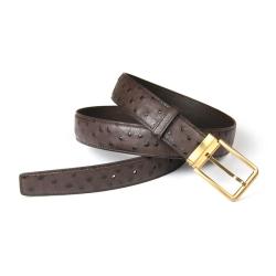 OEM ODM Customized Logo Designer High Quality Genuine Real Ostrich Skin Leather Business Belt Luxury Belt With Buckle For Men