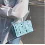 Trendy Summer Women's Square Shoulder Bag New Style Woven Handmade Zipper Closure Single Strap PU Polyester Portable Letter