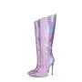 2021 Fashion Design Autumn Stiletto Heels Colorful Patent Leather Rivet Women Boots Side Zipper Thin High Heel Knee High Boots