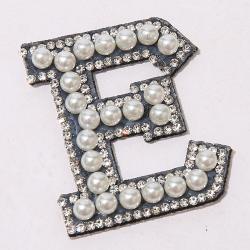 Keymay RTS Lightweight Personalized Varsity Self Adhesive Embroidered Letter Patch Sticker Patch Rhinestone Pearl Letter Patches