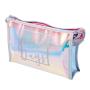 Gelory Custom Laser Logo Plastic PVC Pink Jelly Glitter Makeup Bag Women Travel Toiletry Cosmetic Bag Holographic