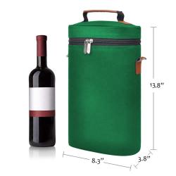 2 Bottle Wine Carrier bag Custom Insulated Padded Red Wine Cooler Bag for Beer Bottle Travel Camping and Picnic