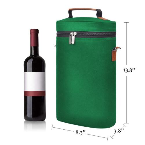2 Bottle Wine Carrier bag Custom Insulated Padded Red Wine Cooler Bag for Beer Bottle Travel Camping and Picnic