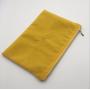 Soft Gold Embroidery Yellow Velvet Zipper Pouch With Satin Lining