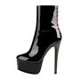 2023 New Design Custom Ties Botas Para Mujer Round Toe Side Zip Stiletto High Heel Platform Boots Women Fashion Ankle Booties