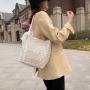 Bolsos New Fashion Bucket Bag Lace Large Capacity Fresh Shopping Bag Straw Embroidered Zipper Single Shoulder Bag