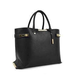 2021 Wholesale Classic Design Black Fashion Tote Bag Custom Logo Leather Handbags for Women