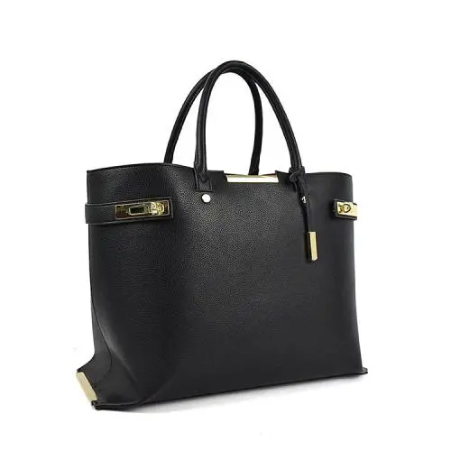 2021 Wholesale Classic Design Black Fashion Tote Bag Custom Logo Leather Handbags for Women