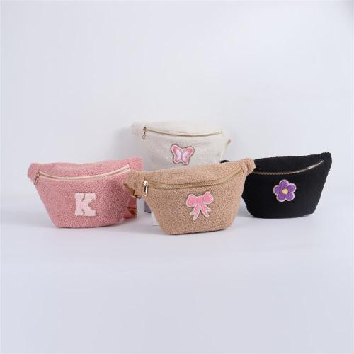 Keymay Winter Hot Sale Multicolor 2 Sizes Gold Zipper Cozy Plush Teddy Waist Pack Hiking Sherpa Fanny Pack Waist Pouch Bag