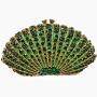 Handmade luxury women purse with hollowed out metal diamond bag bridal green fan shaped rhinestone evening bags