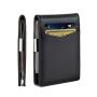 rfid blocking genuine leather carbon fiber wallet with strap men's thin bifold wallet with metal money clip