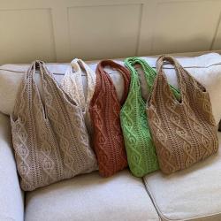 XL331 Vintage Handmade Woolen Knitting Bag New Version Shoulder Bag Lightweight Ladies Tote Bag Imported Shopping Handbag