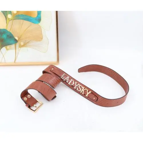 hot ladies belt quality personalized women belt with letter metal Belt in the jeans or in the skirt customization letter logo