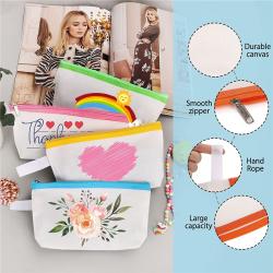 Gelory Blank DIY Craft Pencil Bag Travel Toiletry Pouch Custom Sublimation Zipper Canvas Pencil Bag