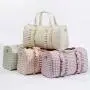 Keymay Popular RTS Stock Large Capacity Shoulder Bag Pink Gingham Ruffle Handbag Overnight Weekend Duffle Bag Travel Bag Luggage
