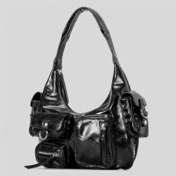 2024 Custom Oiled Waxed Vegan Leather Hobo Shoulder Bags For Motorcycle Women
