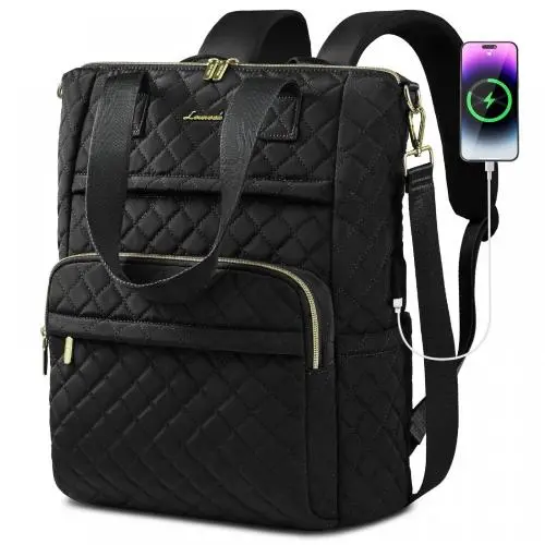 LOVEVOOK Trendy Diamond Quilted Convertible Backpack Cute Girls Travel College Carry on Bag with USB Port Women Laptop Backpack